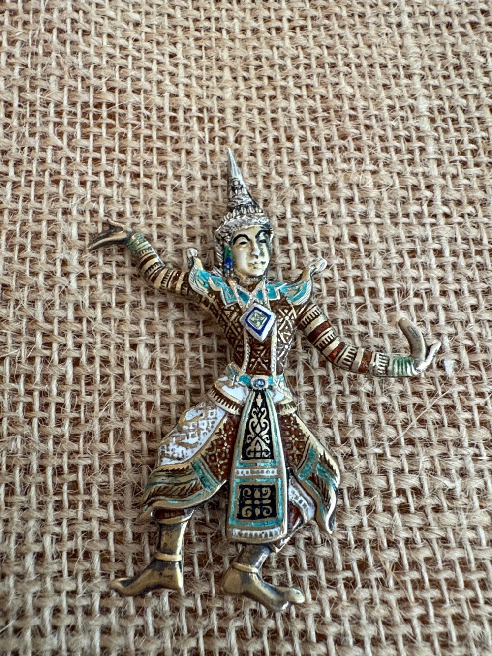 Vintage Brooched  Sterling Dancer Siam